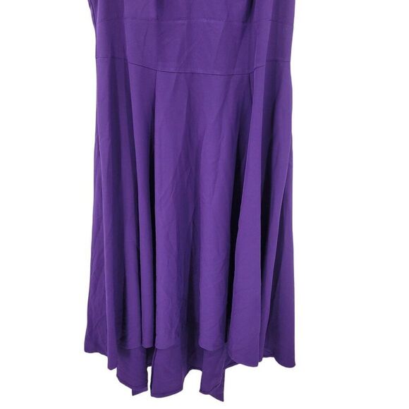 Lane Bryant Flutter-Sleeve High-Low Midi Lena Dress Sz 16 Purple Tie Waist - Picture 5 of 9